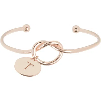 Meshmerise Love Knot Initial Bracelet In Rose-t
