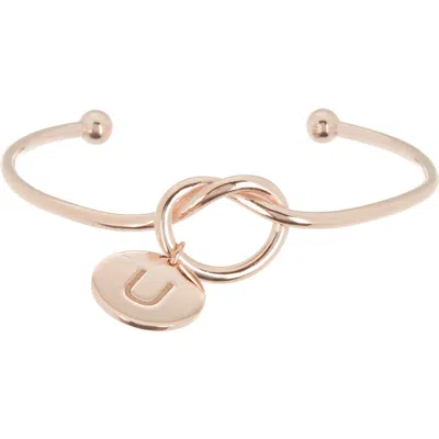 Meshmerise Love Knot Initial Bracelet In Rose-u