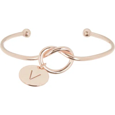 Meshmerise Love Knot Initial Bracelet In Rose-v