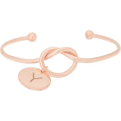 Meshmerise Love Knot Initial Bracelet In Rose-y