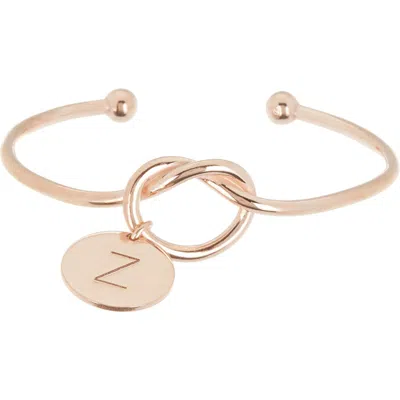 Meshmerise Love Knot Initial Bracelet In Rose-z