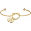 Meshmerise Love Knot Initial Bracelet In Yellow-b