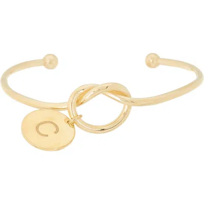 Meshmerise Love Knot Initial Bracelet In Yellow-c