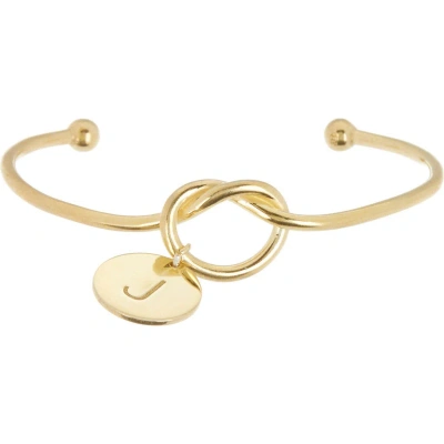 Meshmerise Love Knot Initial Bracelet In Yellow-j