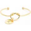 Meshmerise Love Knot Initial Bracelet In Yellow-k