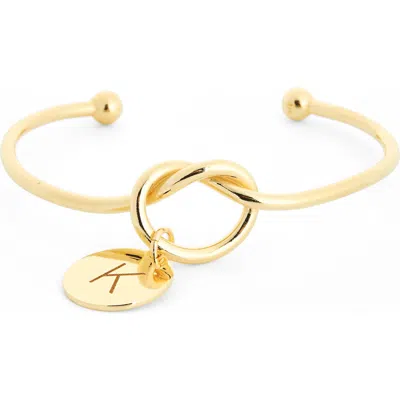 Meshmerise Love Knot Initial Bracelet In Yellow-k
