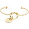 Meshmerise Love Knot Initial Bracelet In Yellow-t