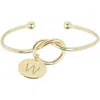 Meshmerise Love Knot Initial Bracelet In Yellow-w