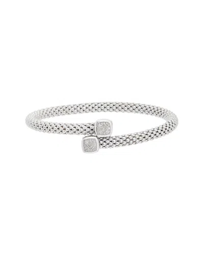 Meshmerise Mesh 18k Over Silver 0.15 Ct. Tw. Diamond Bangle Bracelet In Metallic