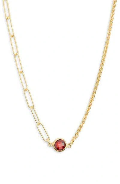 Meshmerise Mix Chain Oval Crystal Necklace In Gold