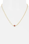 Meshmerise Mix Chain Oval Crystal Necklace In Gold