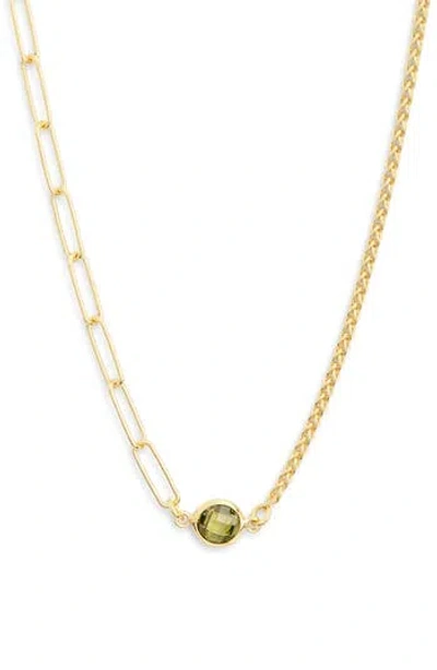 Meshmerise Mix Chain Oval Crystal Necklace In Gold
