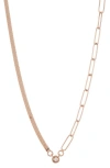 Meshmerise Mixed Chain Diamond Pendant Necklace In Rose