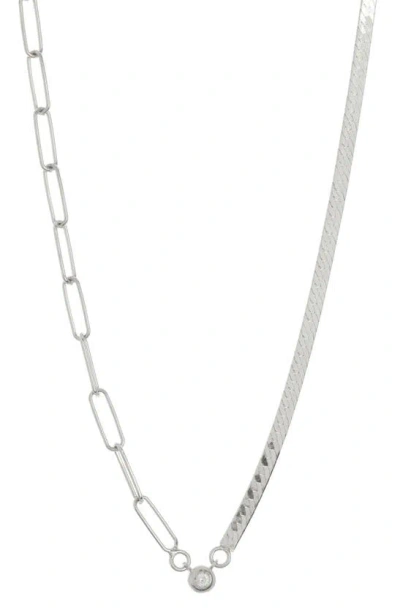 Meshmerise Mixed Chain Diamond Pendant Necklace In Metallic