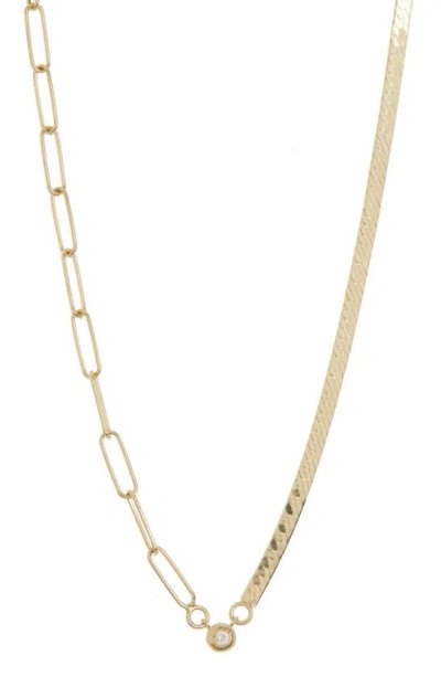 Meshmerise Mixed Chain Diamond Pendant Necklace In Gold