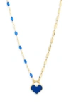 Meshmerise Mixed Station Chain Heart Pendant Necklace In Gold
