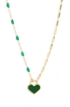 Meshmerise Mixed Station Chain Heart Pendant Necklace In Gold