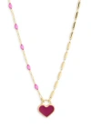 Meshmerise Mixed Station Chain Heart Pendant Necklace In Gold