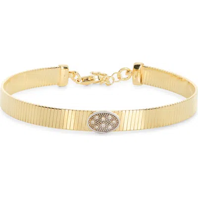 Meshmerise Oval Diamond Ribbed Chain Bracelet In Yellow Gold
