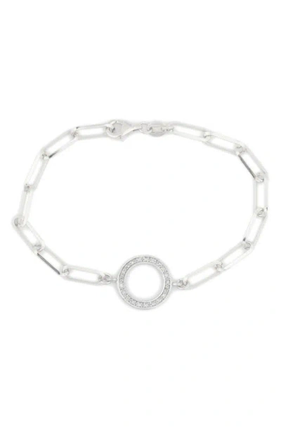 Meshmerise Pavé Diamond Circle Charm Bracelet In White/ Silver
