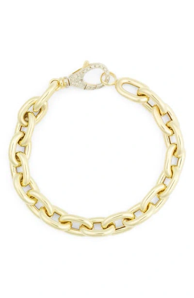 Meshmerise Pavé Diamond Clasp Oval Chain Bracelet In Gold