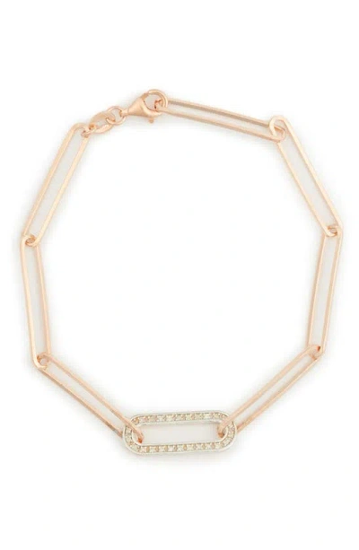 Meshmerise Pavé Diamond Paper Clip Chain Bracelet In Gold