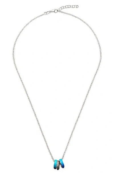 Meshmerise Three Ring Pendant Necklace In Blue