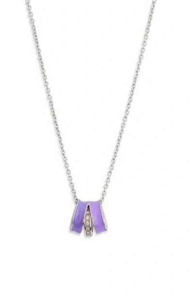 Meshmerise Three Ring Pendant Necklace In Purple/pink