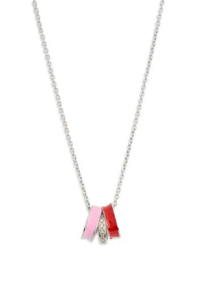 Meshmerise Three Ring Pendant Necklace In Metallic