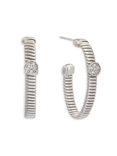 Meshmerise Women's 18k White Gold Vermeil & 0.12 Tcw Slinky Hoop Earrings