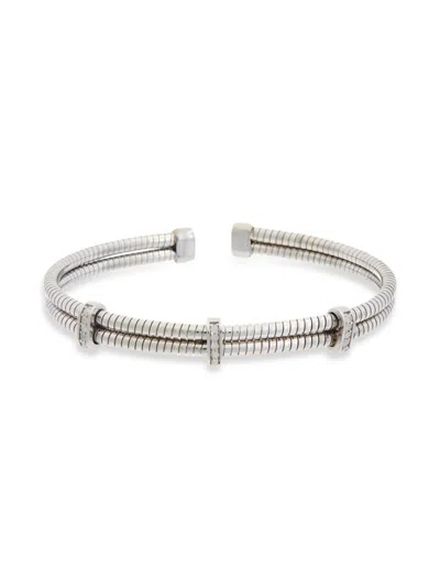 Meshmerise Women's 18k White Gold Vermeil & 0.15 Tcw Diamond Double Row Bangle Bracelet