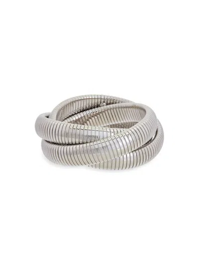 Meshmerise Women's 18k White Goldplated Triple Hoop Bracelet