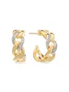 Meshmerise 18k Over Silver 0.16 Ct. Tw. Diamond Hoops In Gold