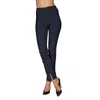 Mesmerize Zip Frontlong Pants W/slit In Denim Blue In Black