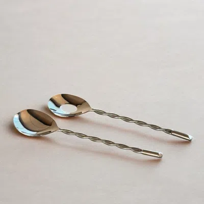 Meso Goods Ankara Twisted Salad Servers In Silver