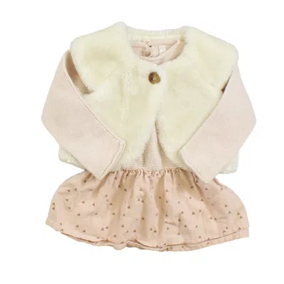Pre-owned Message In The Bottle Kids' Girls Pink Ivory Apparel Sets In Sand