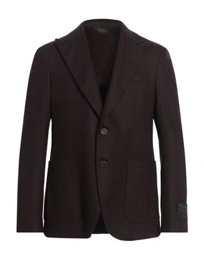 Messagerie Luxe Fabrics Man Blazer Burgundy Size 44 Wool, Polyester