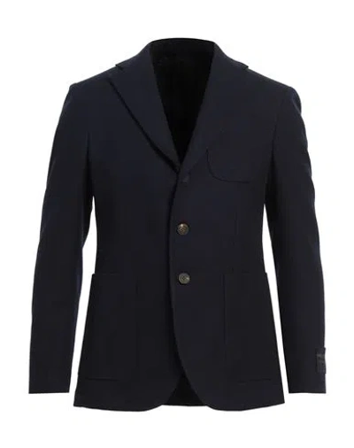 Messagerie Luxe Fabrics Man Blazer Midnight Blue Size 40 Virgin Wool, Cotton