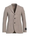 Messagerie Luxe Fabrics Man Blazer Taupe Size 38 Virgin Wool, Cotton In Grey