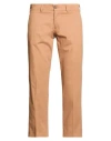 Messagerie Luxe Fabrics Man Pants Camel Size 36 Cotton, Elastane In Brown