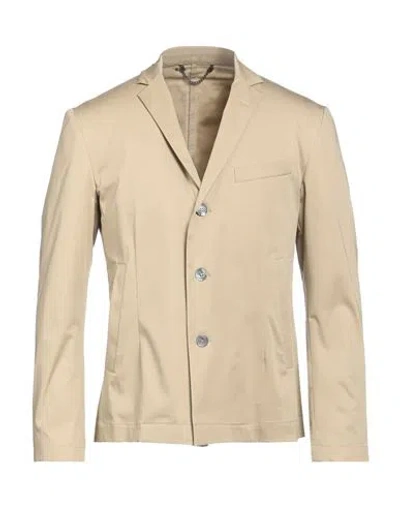Messagerie Man Suit Jacket Beige Size 44 Cotton, Elastane