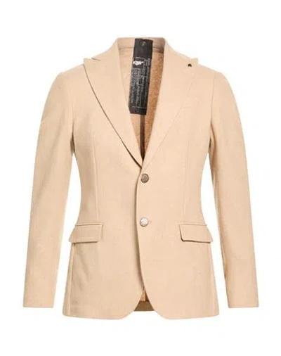 Messagerie Man Blazer Beige Size 38 Virgin Wool, Polyamide, Cashmere In Pink