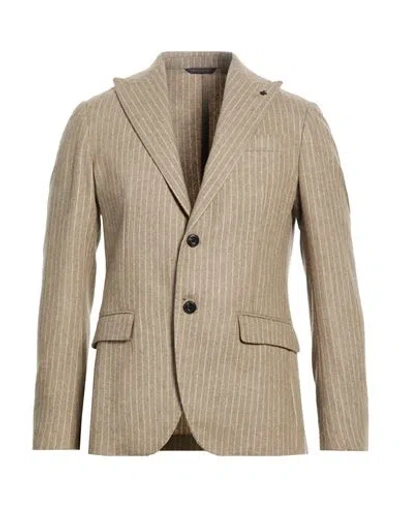 Messagerie Man Blazer Beige Size 40 Wool, Polyester In Brown