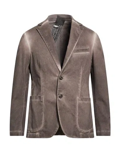 Messagerie Man Blazer Bronze Size 38 Modal, Cotton, Elastane In Brown
