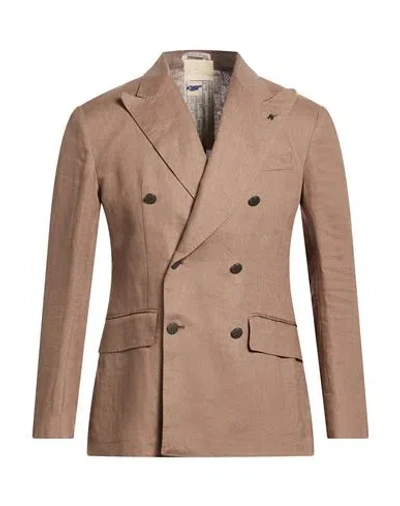 Messagerie Man Blazer Brown Size 42 Linen