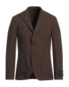 Messagerie Luxe Fabrics Man Blazer Brown Size 42 Virgin Wool, Cotton