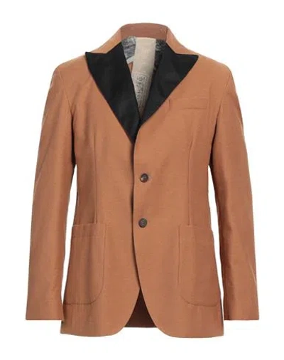 Messagerie Man Blazer Camel Size 42 Cotton, Linen, Polyester
