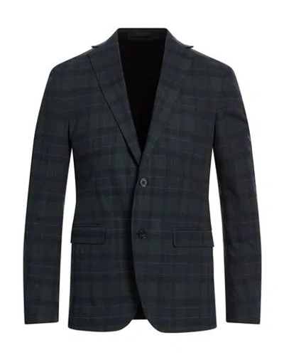 Messagerie Man Blazer Dark Green Size 42 Cotton, Elastane In Blue
