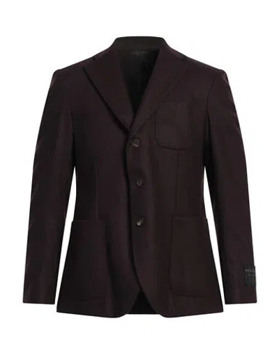 Messagerie Man Blazer Plum Size 40 Wool, Polyester In Purple