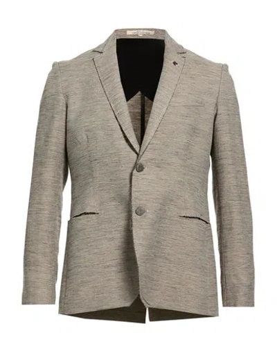 Messagerie Man Blazer Grey Size 48 Cotton, Linen, Polyester In Gray